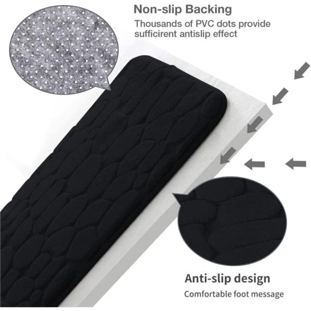 Memory Foam Bath Mat Cobblestone Bathroom Rugs Super Water Absorbent Bath Mats